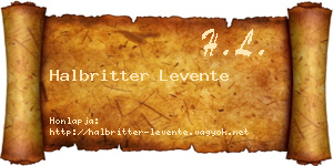 Halbritter Levente névjegykártya